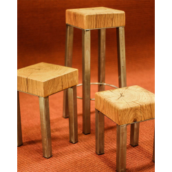 Tabouret de bar bois et métal – Design Art déco, 3 hauteurs