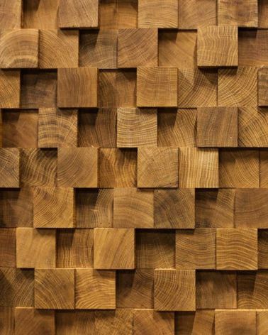 Oak 3D end-grain wood wall covering