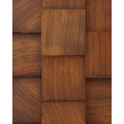 Iroko 3D end-grain wood wall covering