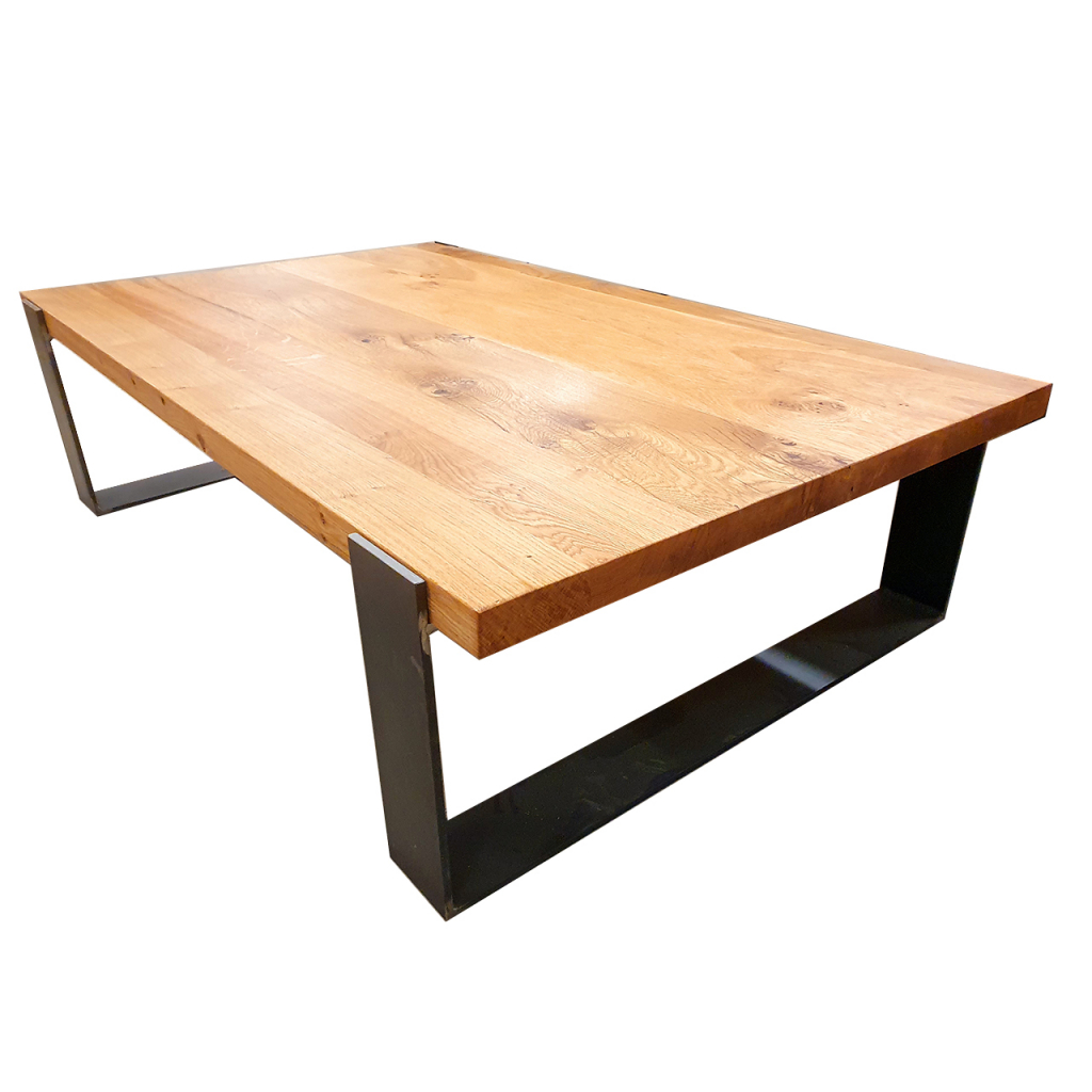 coffee table solid oak metal legs