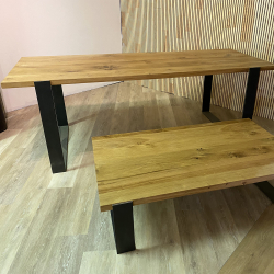 coffee table solid oak metal legs