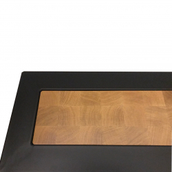 Console in end-grain wood floor and metal