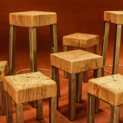 wood and metal stool