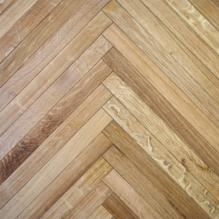 Parquet Massif Épure – Bâtons rompus en chêne Français réemployé